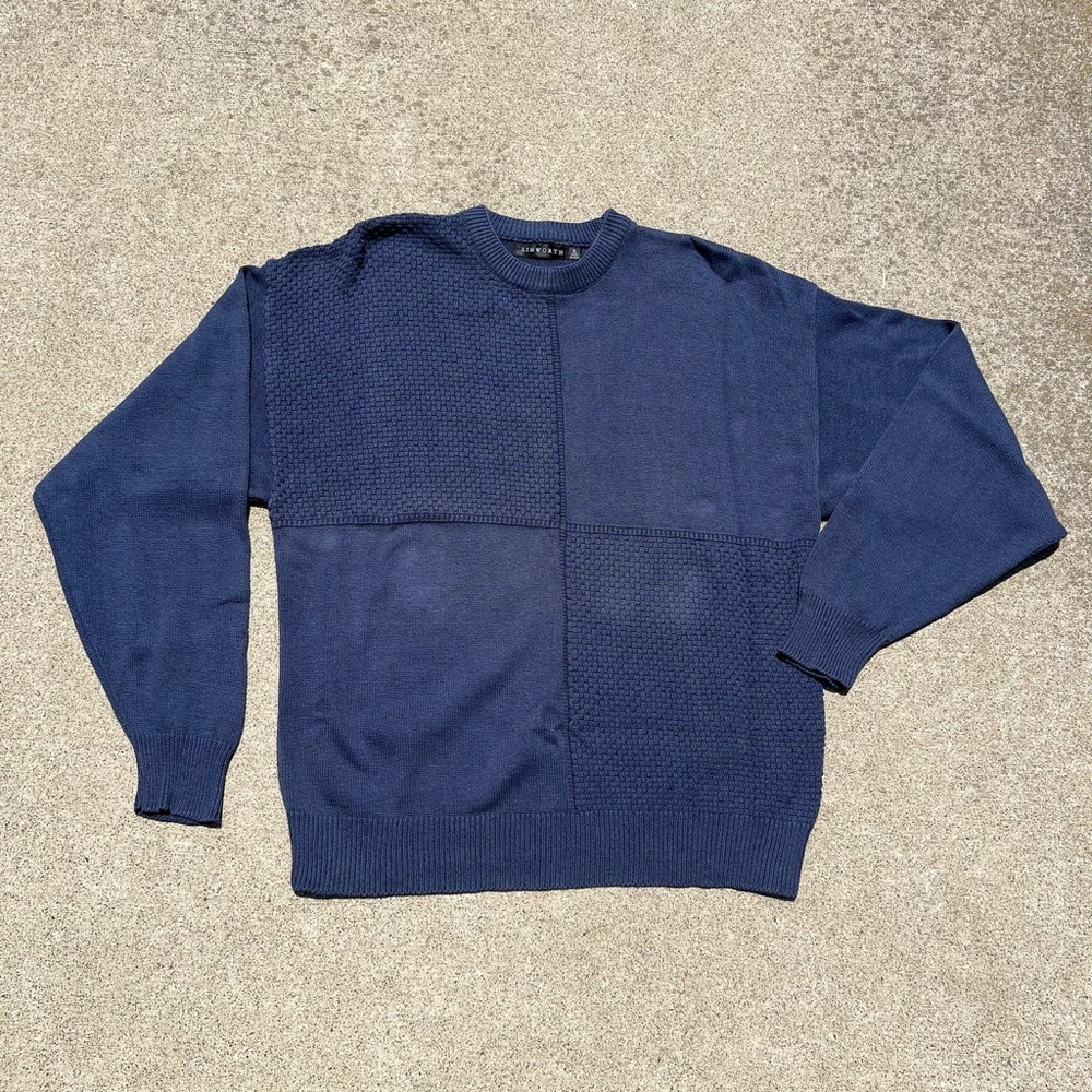Vtg Ashworth Sweater XL Navy Cotton Dadcore Grandpa Crewneck Pullover Streetwear